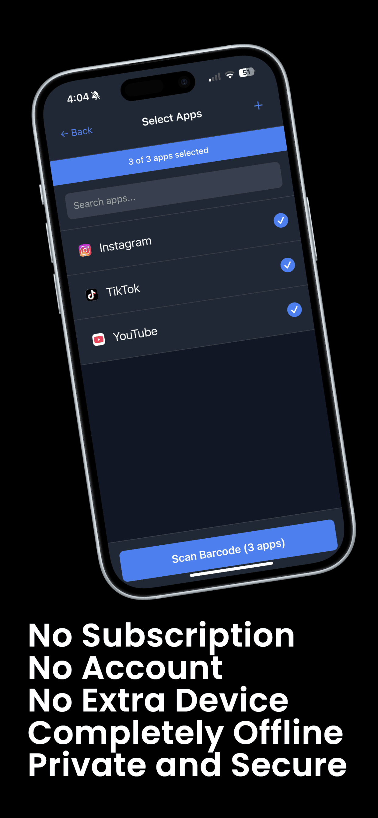 BarBlock app showing home screen with apps blocked